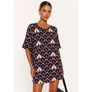 NWT Glamorous Curve US 18 XL Star 4th of July T-Shirt Tunic Dress Black Red Blue